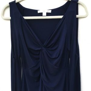 Boston Proper-Navy-Cold-Shoulder Top with sleeves!
